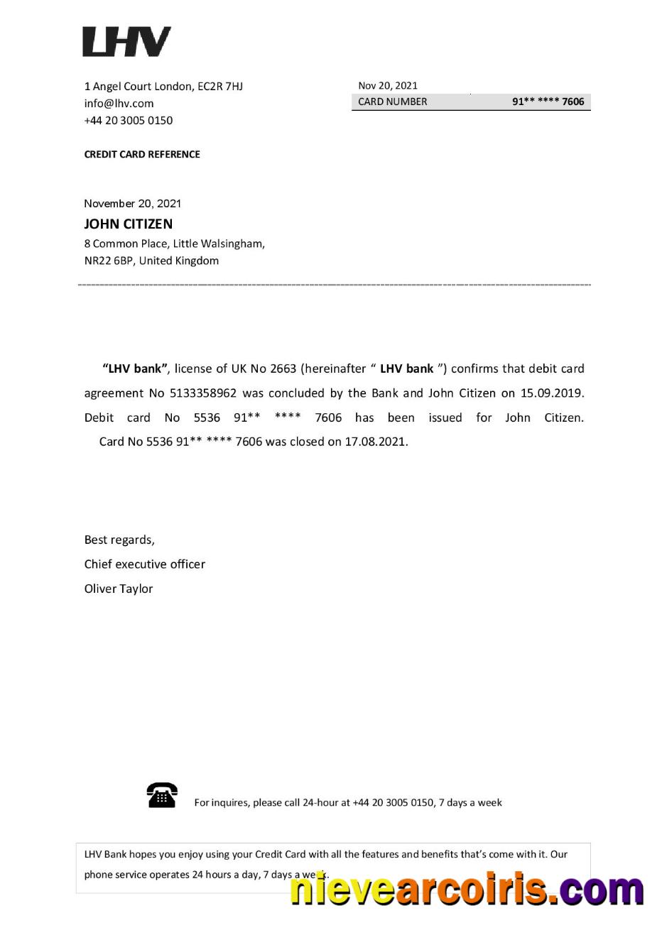 United Kingdom LHV closure reference